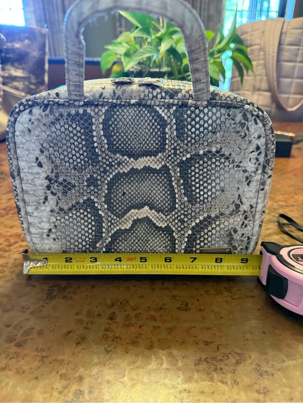 Stephanie Johnson Gray Snake-Print Tote Bag